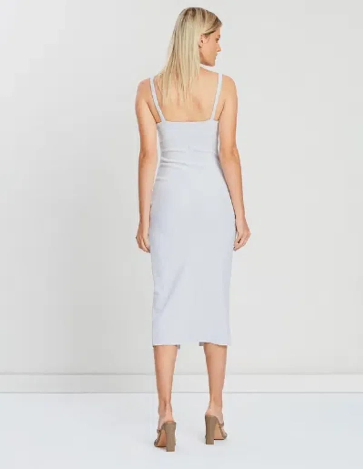 Bec & Bridge Amelie Cup Midi Dress in Pale Grey Size 10 - Image 2