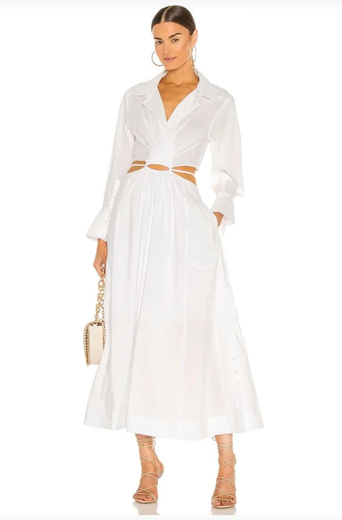 Jonathan Simkhai Alex Cut Out Shirt Dress White Size XS - Image 1