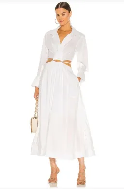 Jonathan Simkhai Alex Cut Out Shirt Dress White Size XS for rent on The Volte - image 1