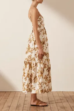 Shona Joy Bella Linen Corded Tiered Midi Dress Print Size 10 for rent on The Volte - image 4