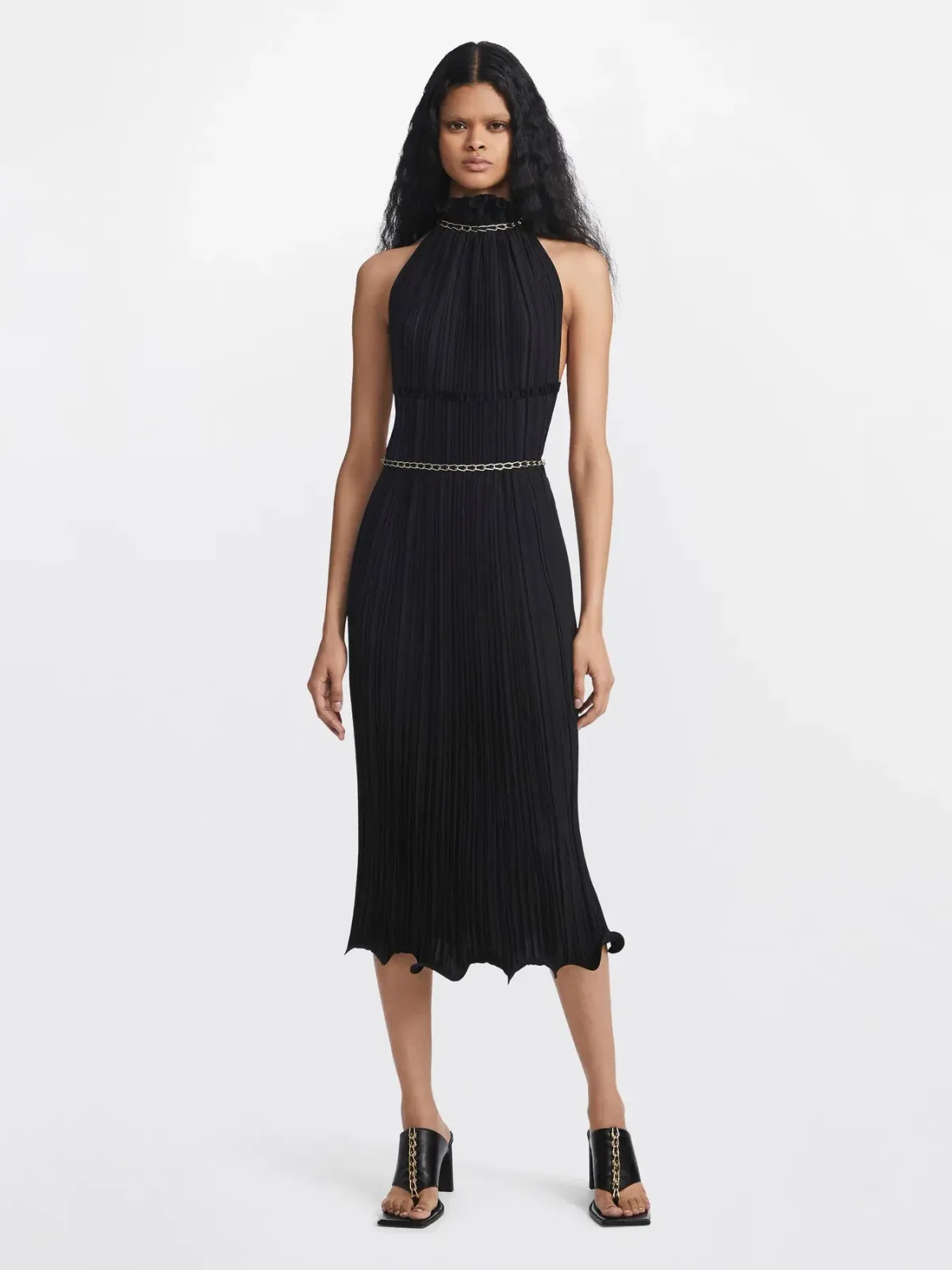Dion Lee Chain Pleat Halter Dress Black Size 6 - Image 1