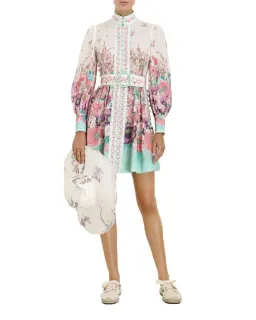 Zimmermann Jude Buttoned Mini Dress in Aqua Gradient Floral Print Size 2/ AU 12 for rent on The Volte - image 2