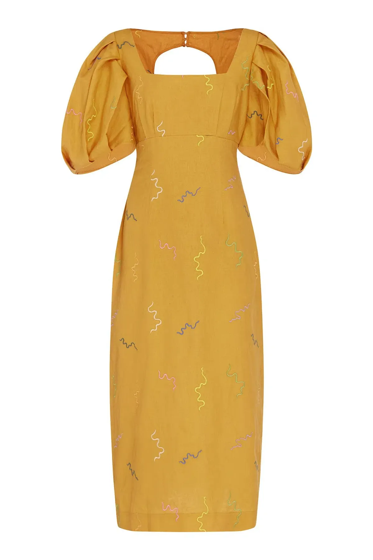 Alemais Sundance Midi Dress Yellow Print Size 6 - Image 4