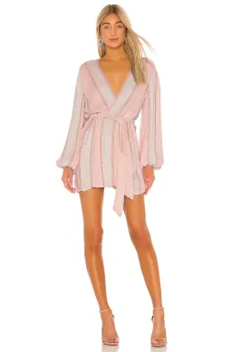 Retrofete Gabrielle Robe Dress Pastel Pink Stripes Size XS for rent on The Volte - image 1