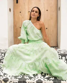 SWF Boutique One Shouldered Crop and Layered Skirt Set Force Green Size 8 for rent on The Volte - image 2