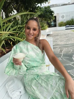 SWF Boutique One Shouldered Crop and Layered Skirt Set Force Green Size 8 for rent on The Volte - image 3