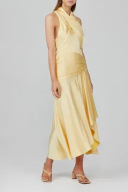 Acler Hillcrest Midi Dress Yellow Size 10 for rent on The Volte - image 1