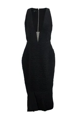 Alex Perry Plunge V Neck Midi Dress Black Size 6 for rent on The Volte - image 3