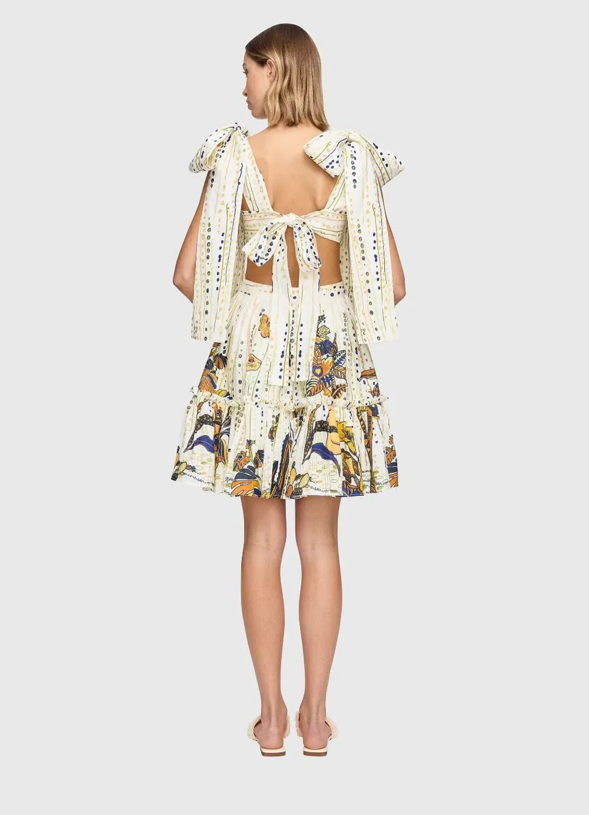 Leo Lin La Vida Bowtie Mini Dress Print Size 10 - Image 2