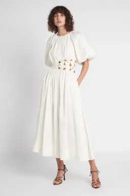 Aje Virtuous Asymmetric Midi Dress White Size 10 for rent on The Volte - image 1