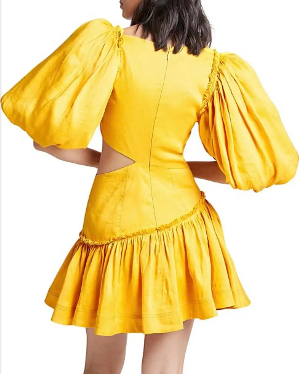 Aje Chateau Mini Dress Yellow Size 4  - Image 4