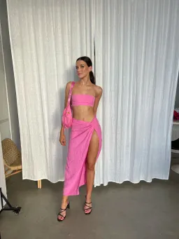 Natalie Rolt Kylie Crop Size 0 & Kaia Skirt Size 1 Set Pink  for rent on The Volte - image 1