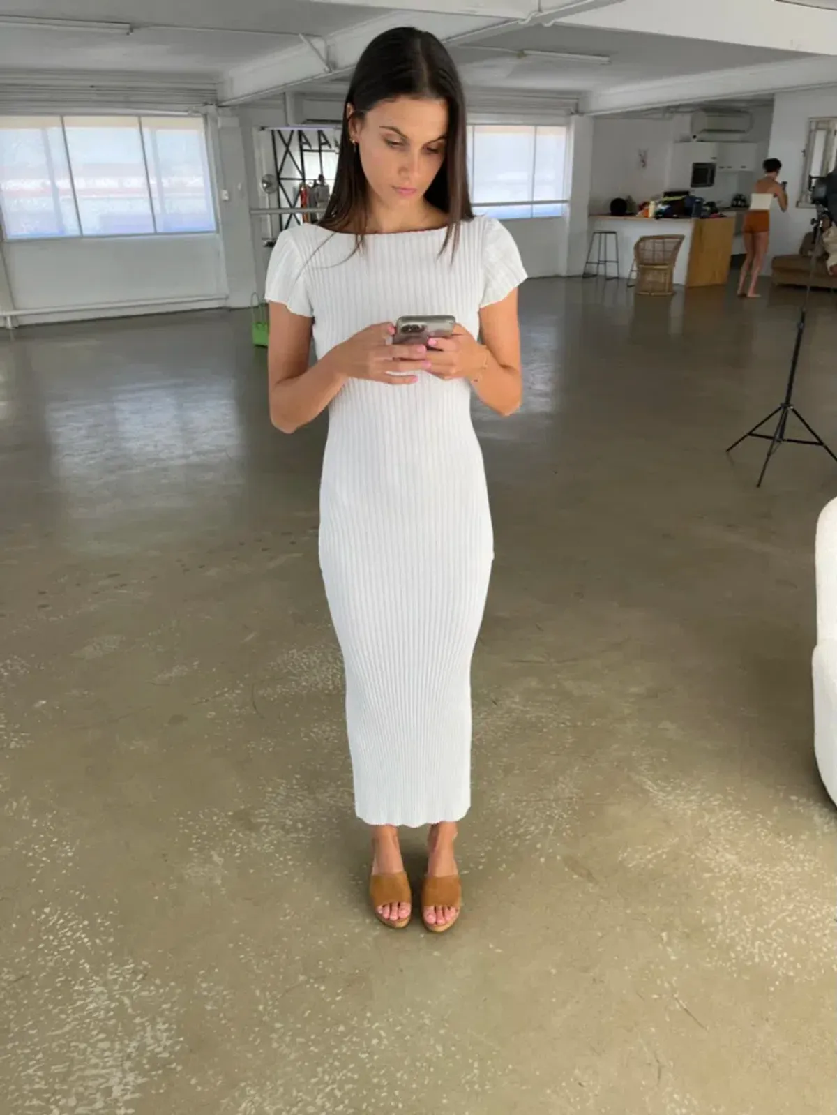 Bec & Bridge Millie Knit Midi Dress White Size 6 - Image 7