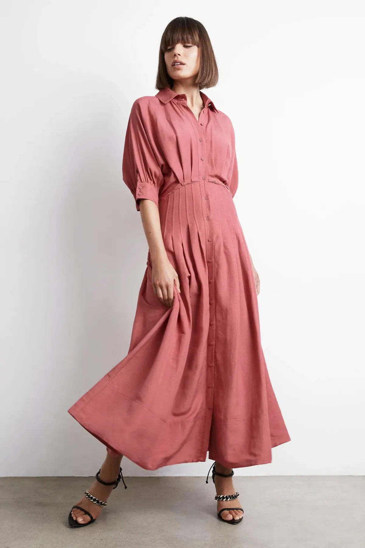 Aje Nova Shirt Midi Dress Dusty Rose Size 8 - Image 1