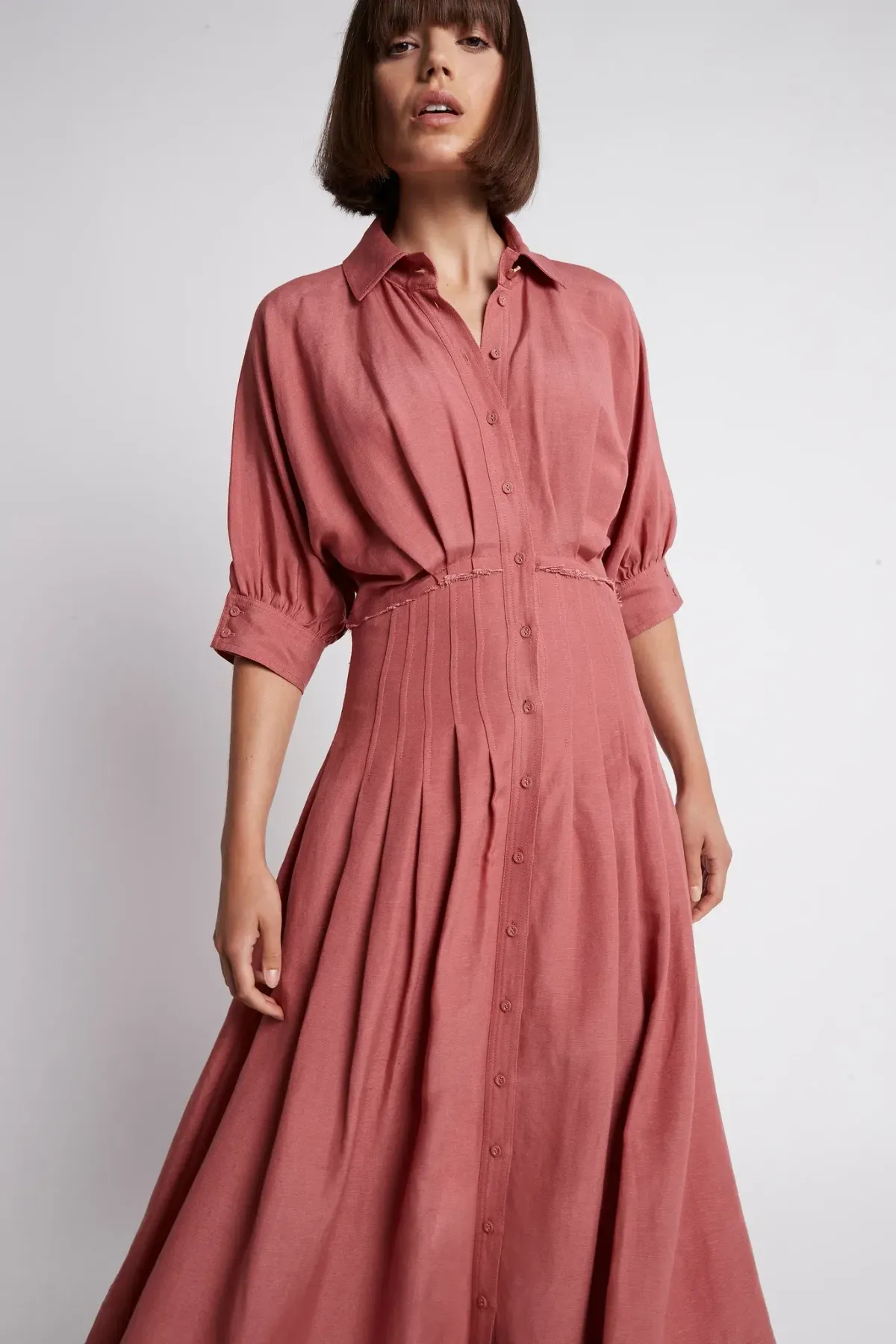 Aje Nova Shirt Midi Dress Dusty Rose Size 8 - Image 2