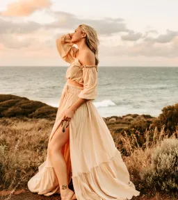 We Are Reclamation There Is Nothing Quite Like You Two Piece Maternity Gown Dark Ivory One Size  for rent on The Volte - image 1