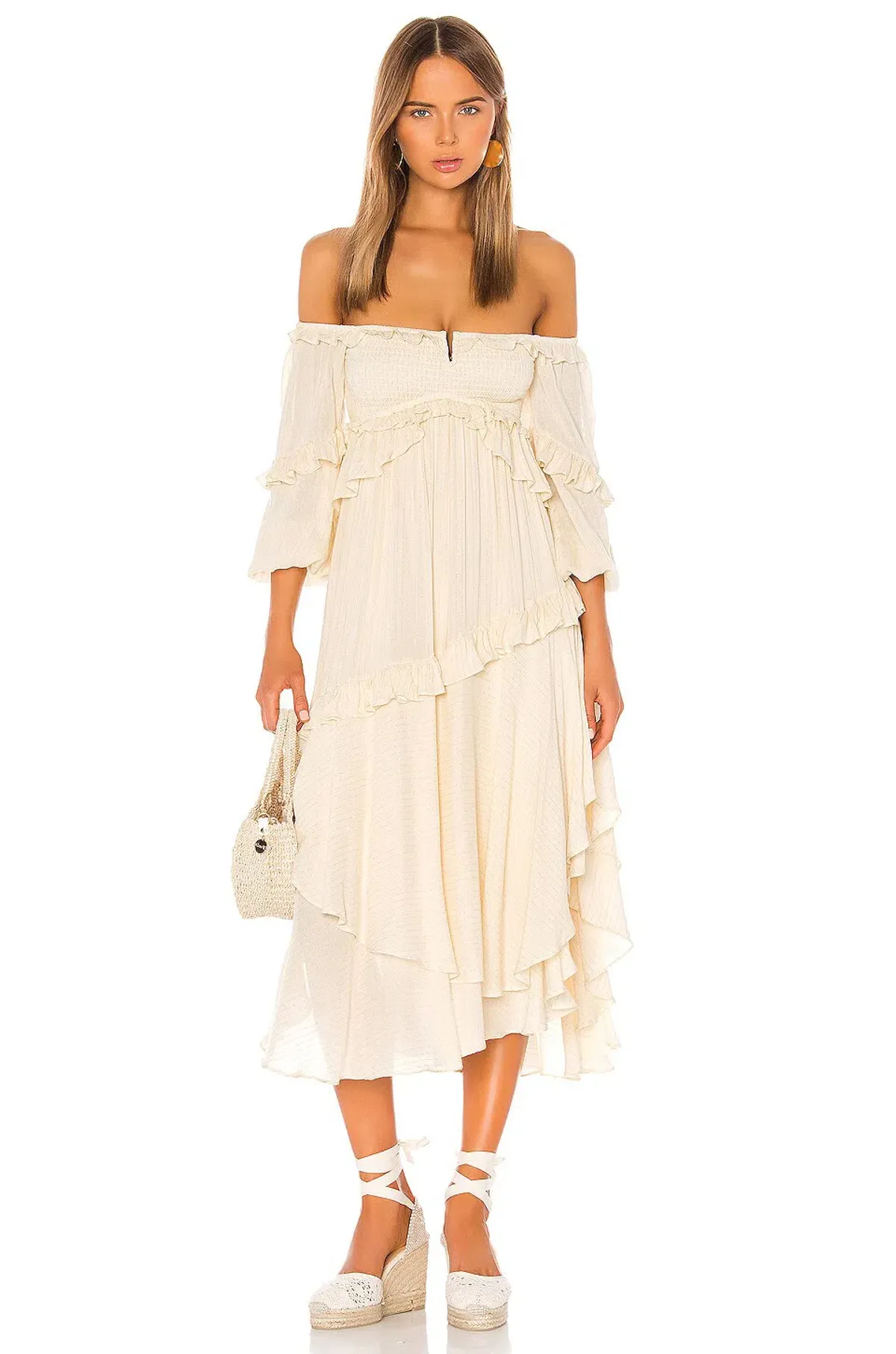 Spell Clementine Mermaid Midi Dress Cream Size S - Image 1