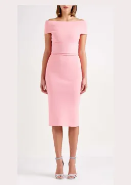 Scanlan Theodore Milano Crepe Knit Dress Pink Size 10 for rent on The Volte - image 1