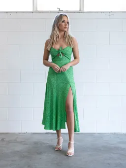Bec & Bridge Neve Dress Green Print Size 12 for rent on The Volte - image 1