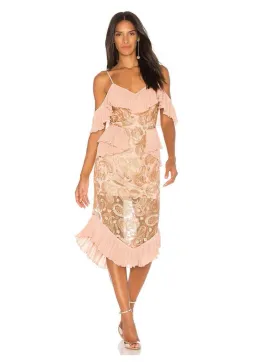 Alice McCall We Could Be Friends Midi Dress Rose Gold Size 6 for rent on The Volte - image 1