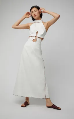 Zimmermann Corsage Braid Cutout Linen Maxi Dress Ivory Size 1 / AU 10 for rent on The Volte - image 1
