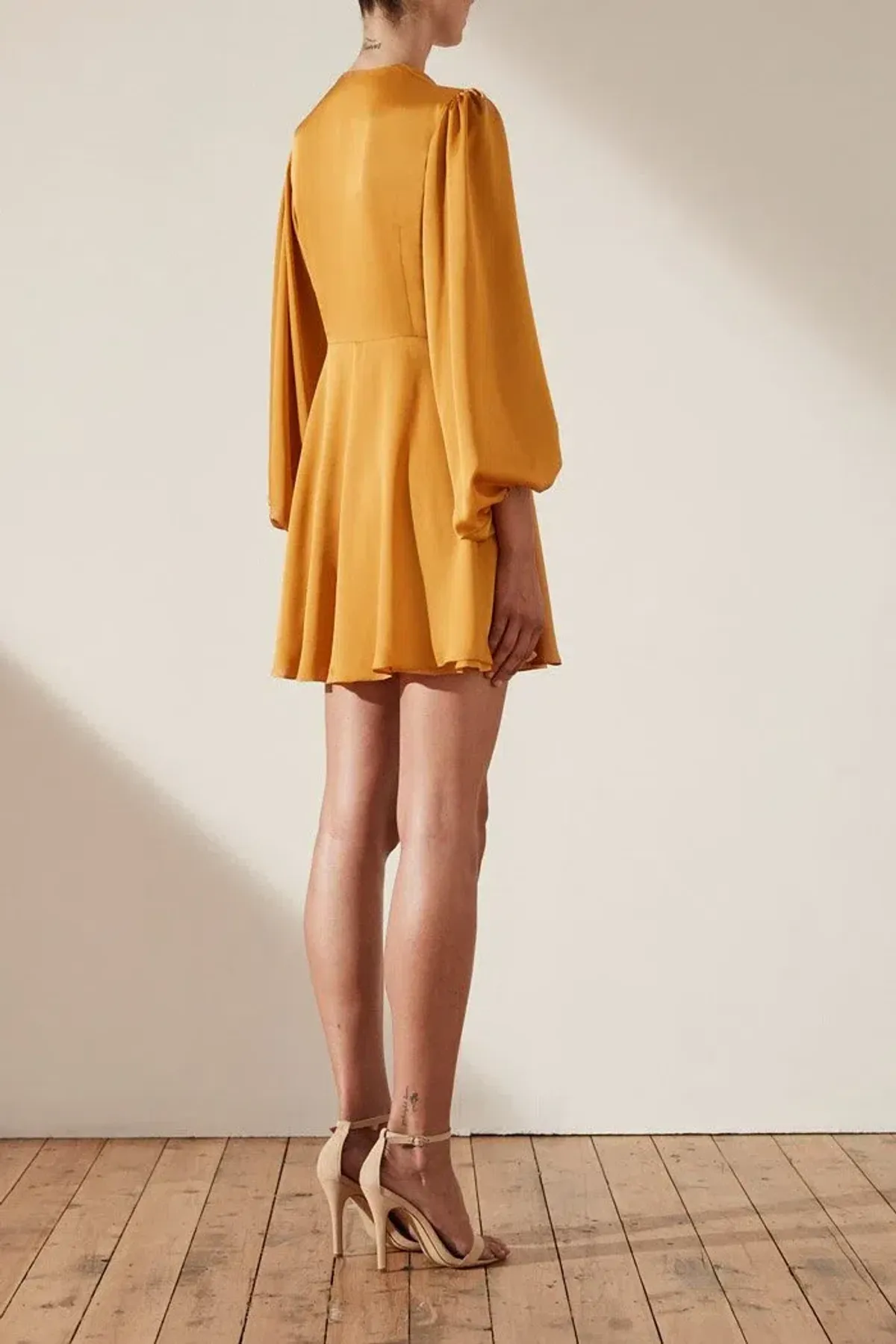 Shona Joy Oro Tie Front Mini Dress Orange Size 8 - Image 3