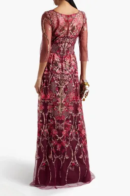 Marchesa Notte Embellished Tulle Gown Red Size 8 for rent on The Volte - image 2