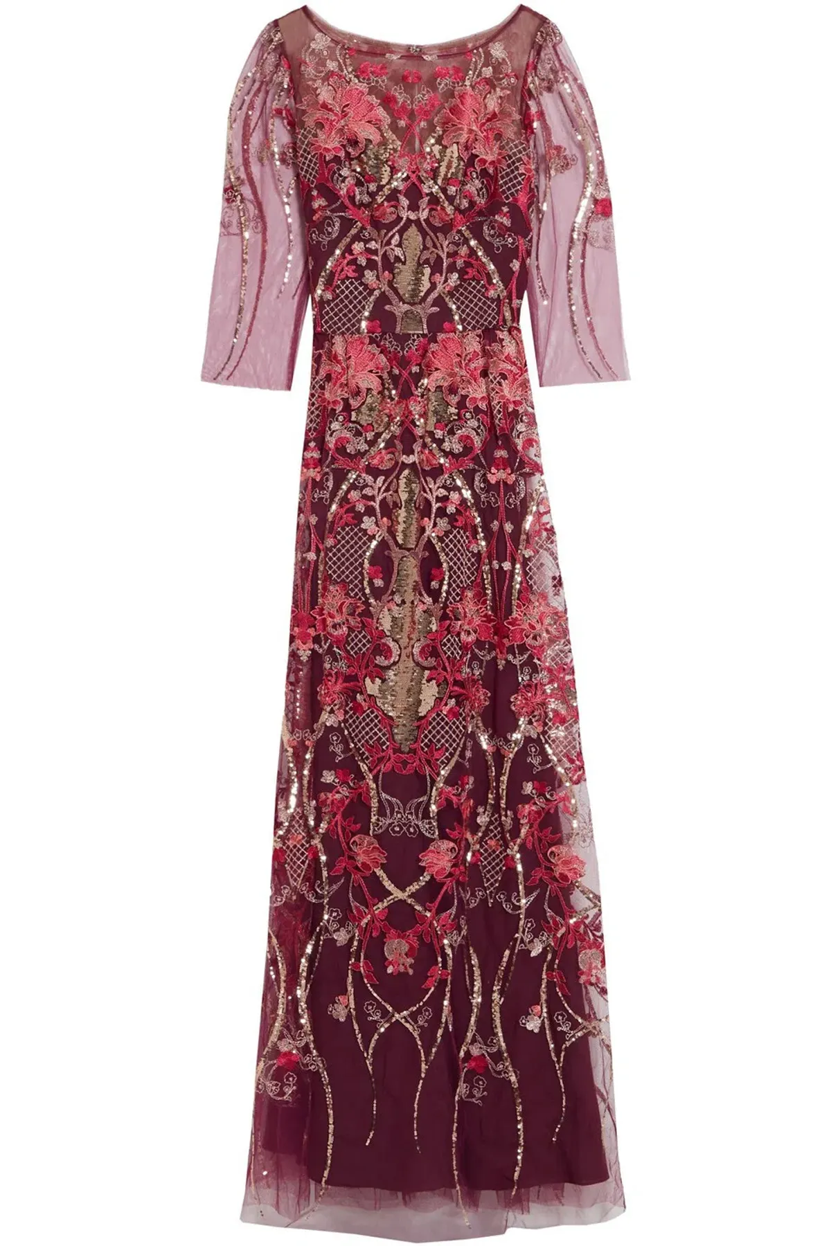 Marchesa Notte Embellished Tulle Gown Red Size 8 - Image 3