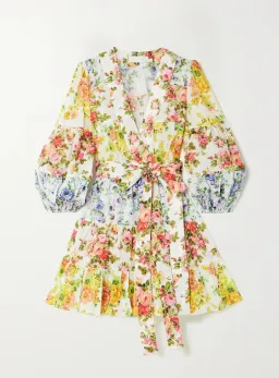 Zimmermann Net-Sustain Tiered Organic Linen Mini Wrap Dress Floral Size 1 / AU 10 for rent on The Volte - image 5