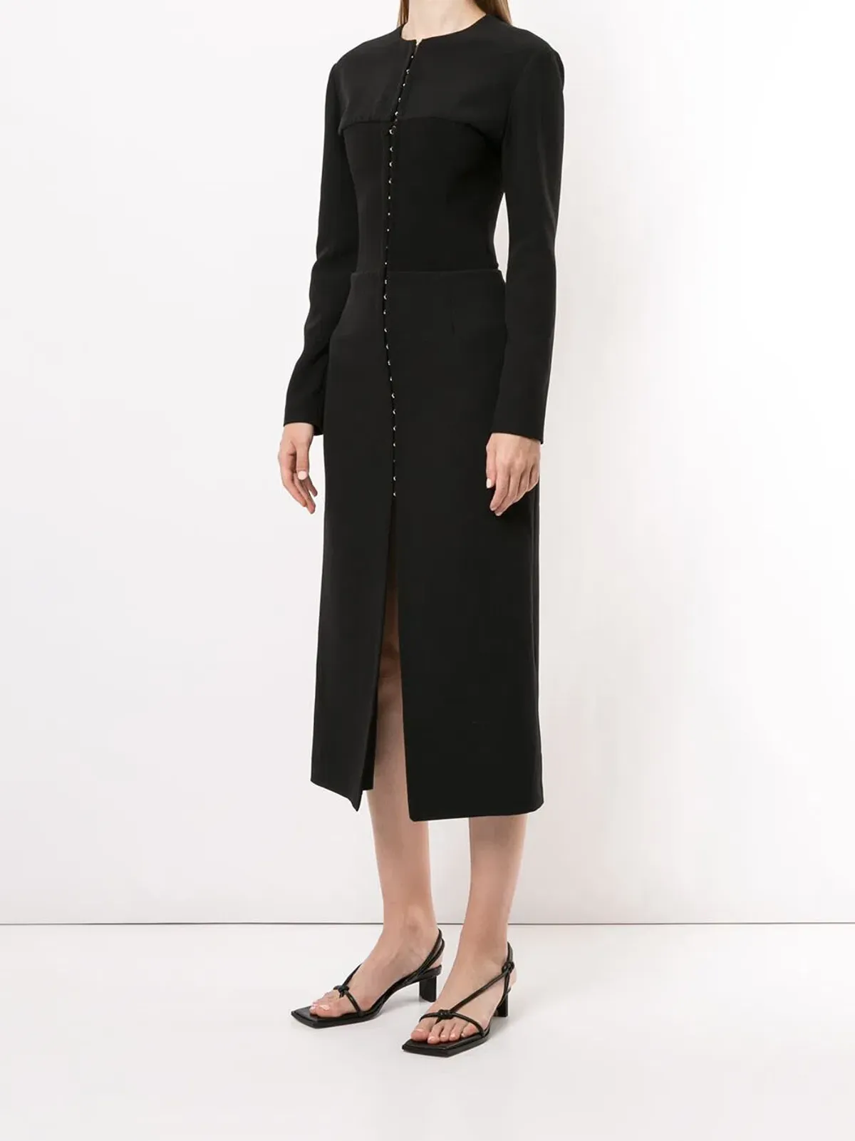Dion Lee Front-Slit Midi Silk Dress Black Size 8 - Image 2