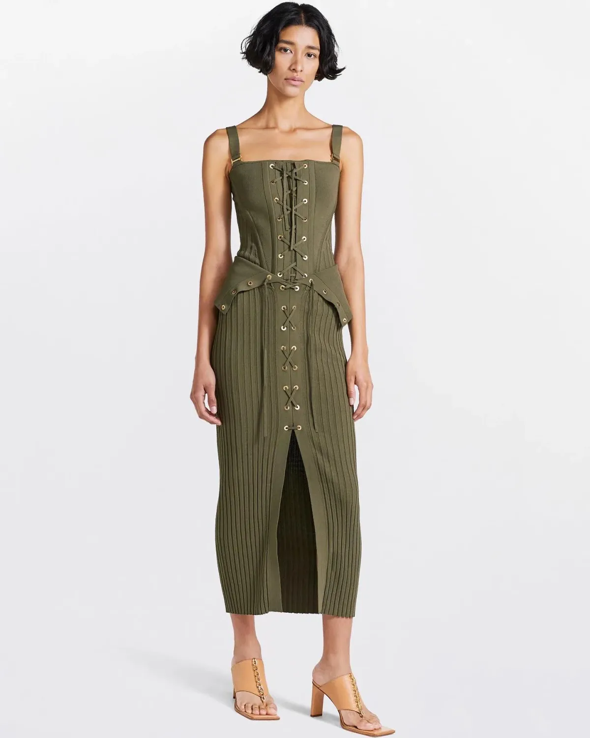 Dion Lee Lace up Eyelet Skirt Green Size 6 - Image 1