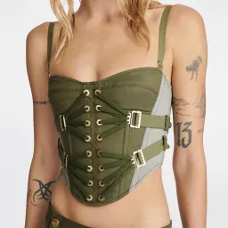 Dion Lee laced Slider Bustier Khaki Green Size 10 for rent on The Volte - image 2