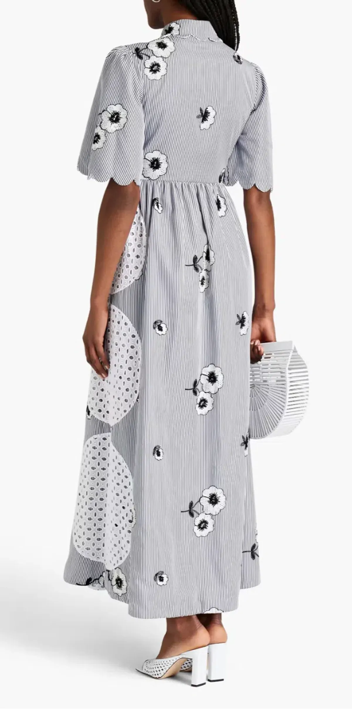 Huishan Zhang Reversible Broderie Anglaise Dress Print White Size AU 6 - Image 2