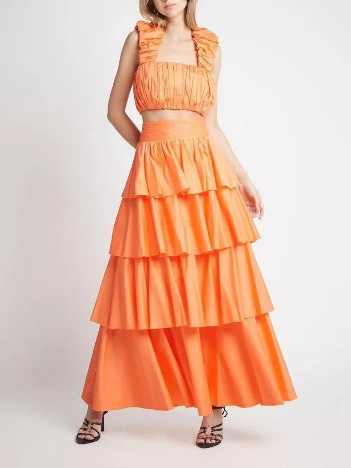Aje Medina Crop & Skirt Set Orange Size 10 - Image 2