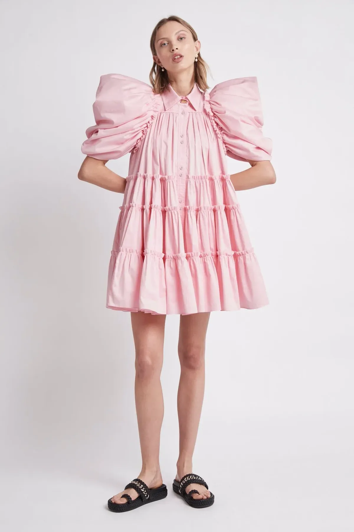 Aje Swift Butterfly Sleeve Smock Dress Pink Size AU 12 - Image 1