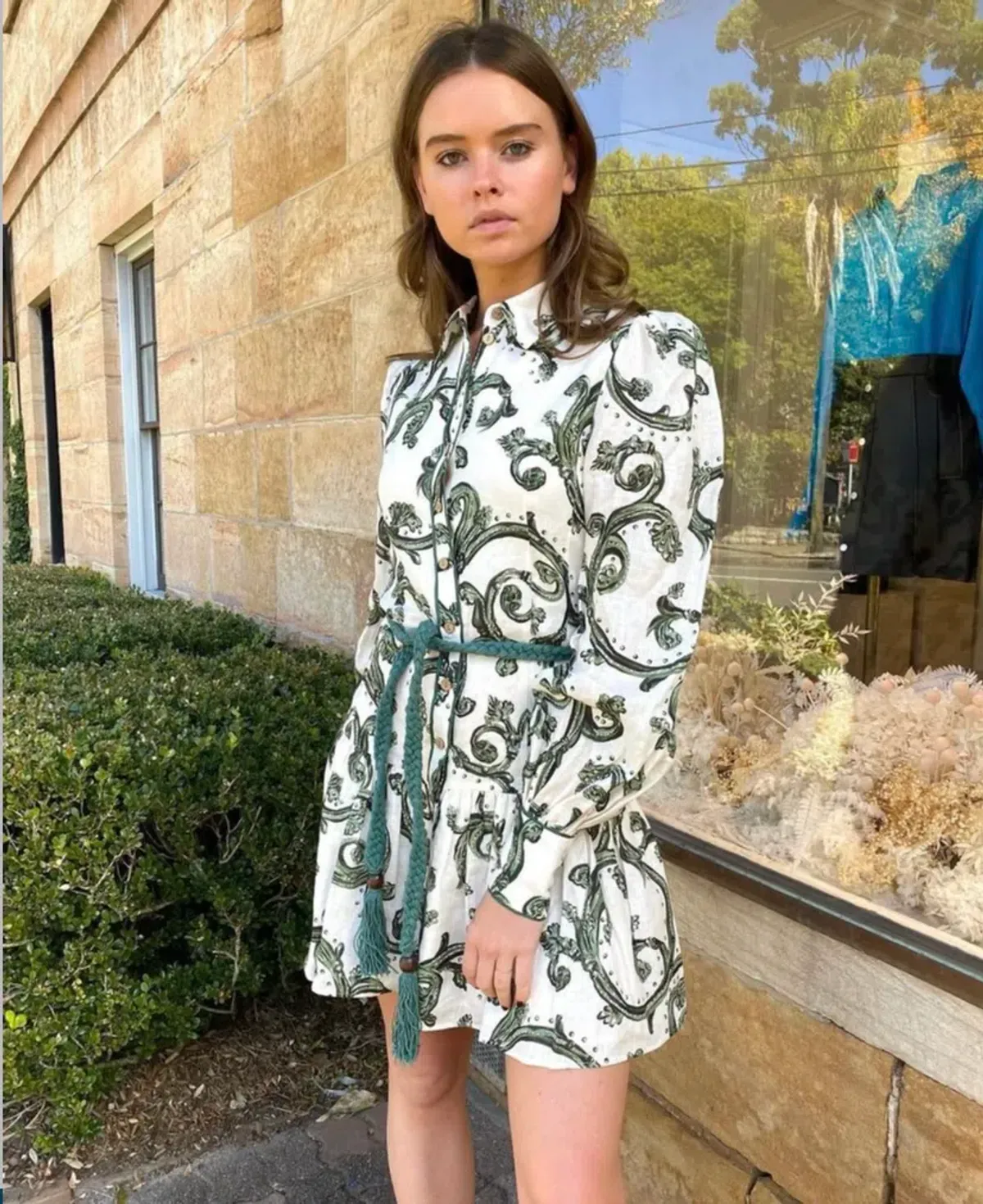 Kate Ford Zelie Short Shirt Dress Print Size 8  - Image 5