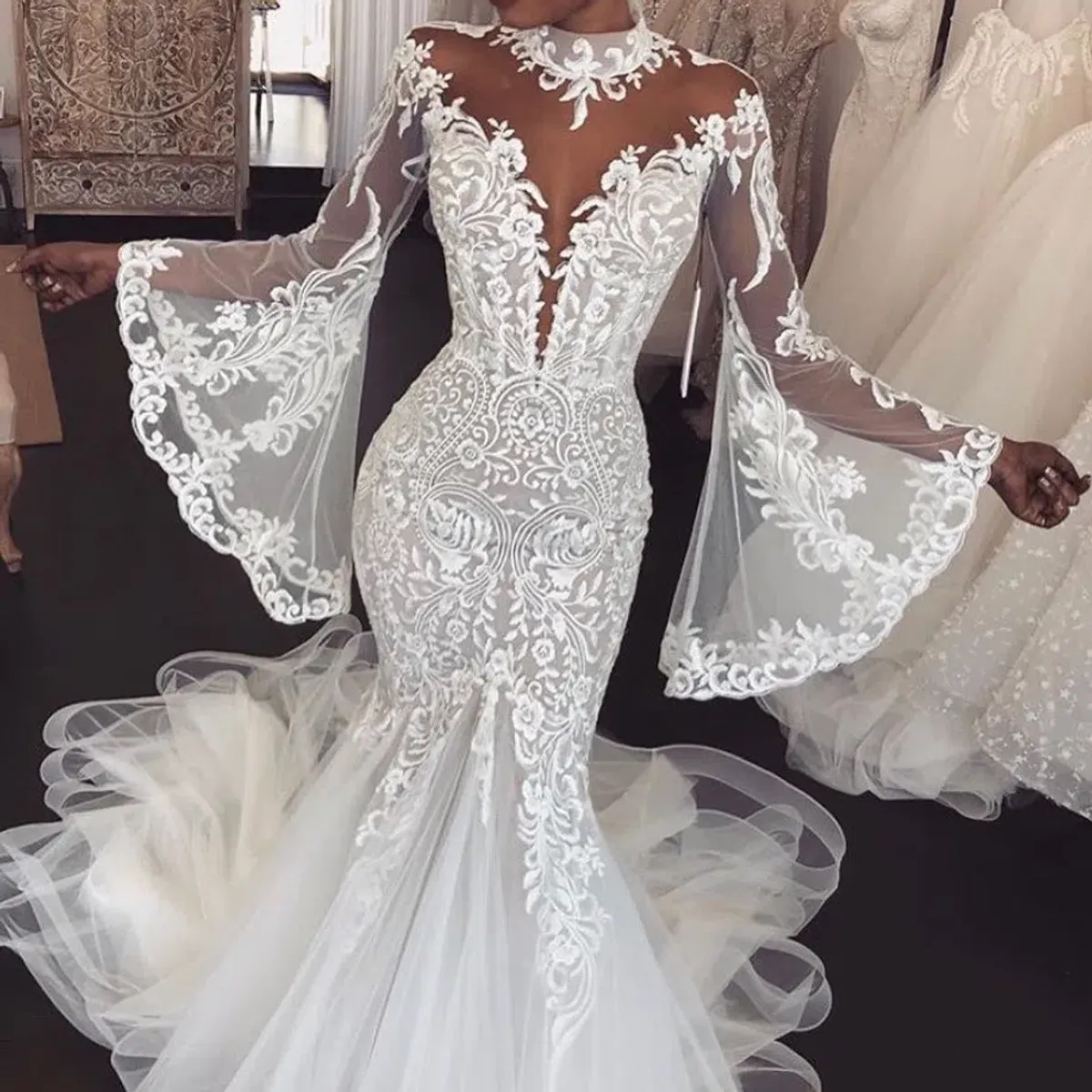 Leah Da Gloria Custom Made Wedding Dress White Size 6  - Image 1