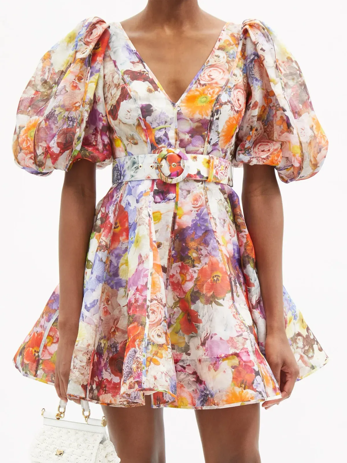 Zimmermann Prima Balloon Sleeve Floral Linen Dress Multi Floral Size 1 / Au 10 - Image 3