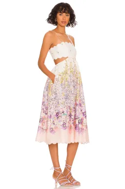 Zimmermann Jude Scallop Midi Dress Peach Gradient Floral Size 1 / Au 8 for rent on The Volte - image 2