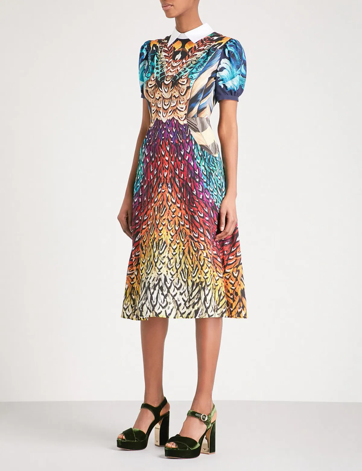 Mary Katrantzou Osprey Silk Dress Feather Print Size 6 - Image 1