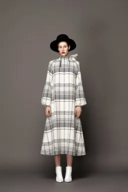 Lilli Jahilo Mary A-line Plaid Dress Woven White Size AU 6 for rent on The Volte - image 1