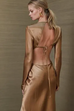 Bec & Bridge Aubrey Long Sleeve Maxi Dress Gold Size 10 for rent on The Volte - image 4