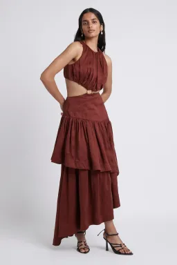 Aje Caliente Cut Out Dress Maroon Red Size 8 for rent on The Volte - image 3