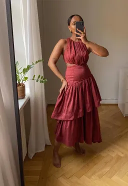 Aje Caliente Cut Out Dress Maroon Red Size 8 for rent on The Volte - image 2