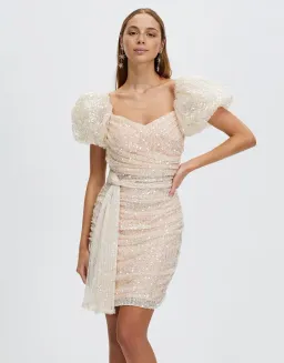 Bariano Powder Puff Sleeve Mini Dress Sequin Size 8  for rent on The Volte - image 1