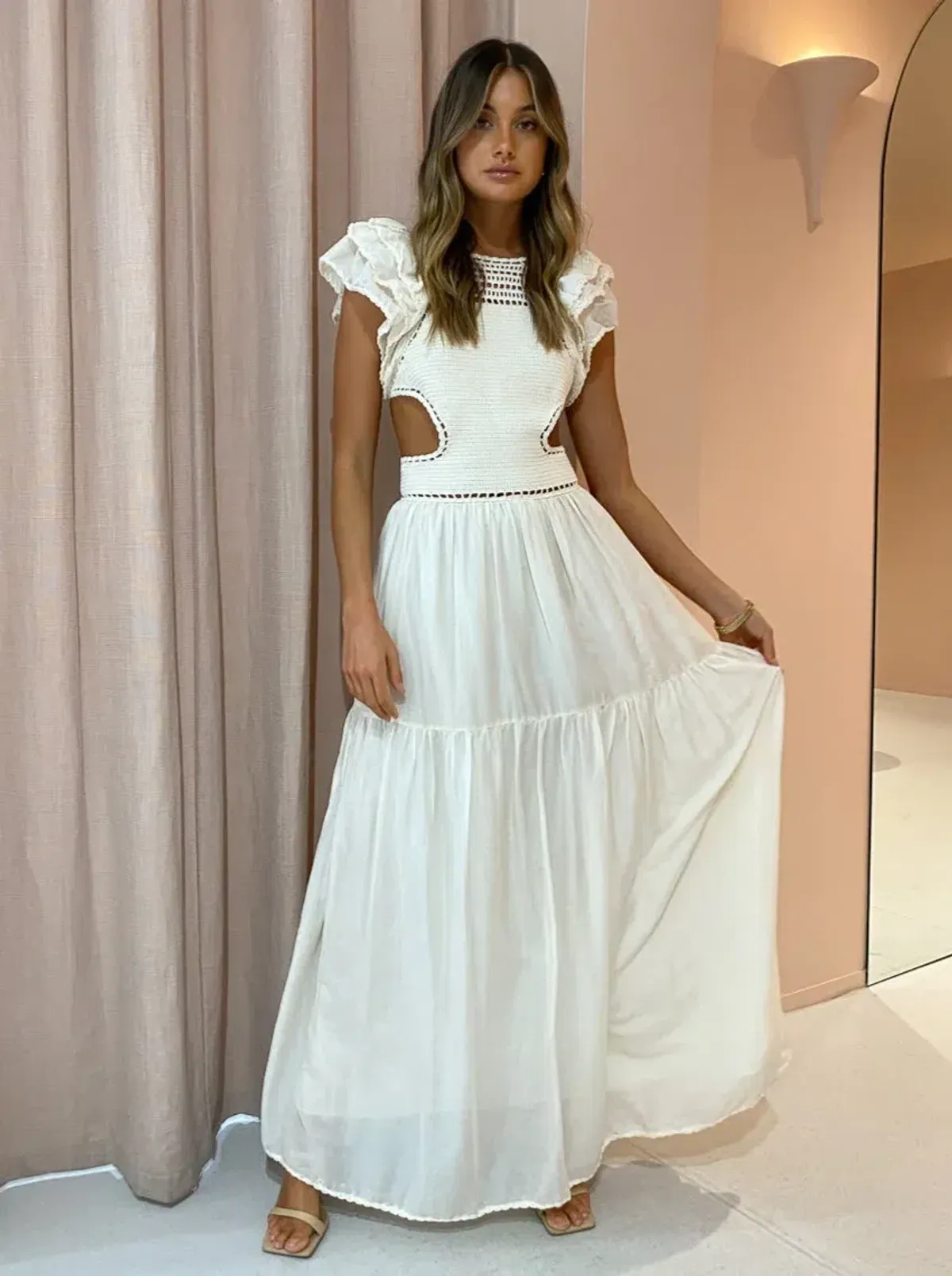 Magali Pascal Lottie Maxi Dress Ivory Size 8 - Image 2