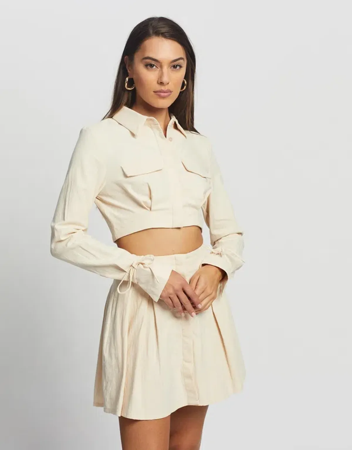 Sovere Revere Crop Shirt and Skirt Set Parchment Size 10  - Image 2