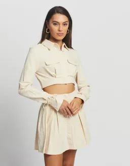 Sovere Revere Crop Shirt and Skirt Set Parchment Size 10  for rent on The Volte - image 2