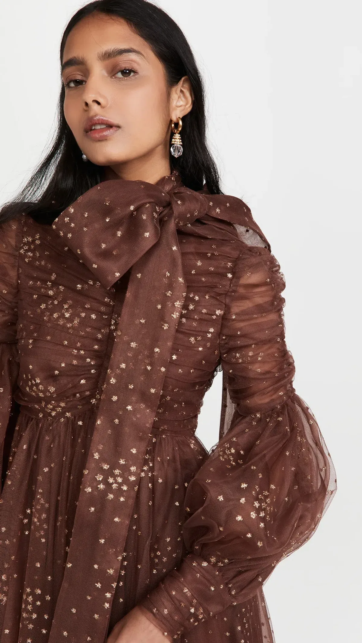 Zimmermann Tempo Ruched Glitter Gown Chocolate Brown Size 0 / Au 8 - Image 2