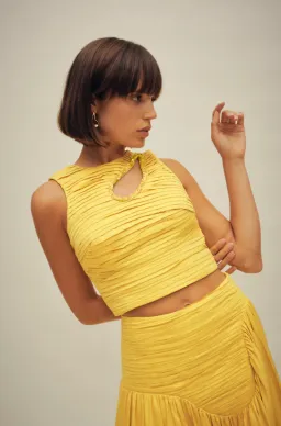 Aje The Jolie Asymmetric Cut Out Set Size 8 Sun Shower Yellow Size 8 for rent on The Volte - image 4